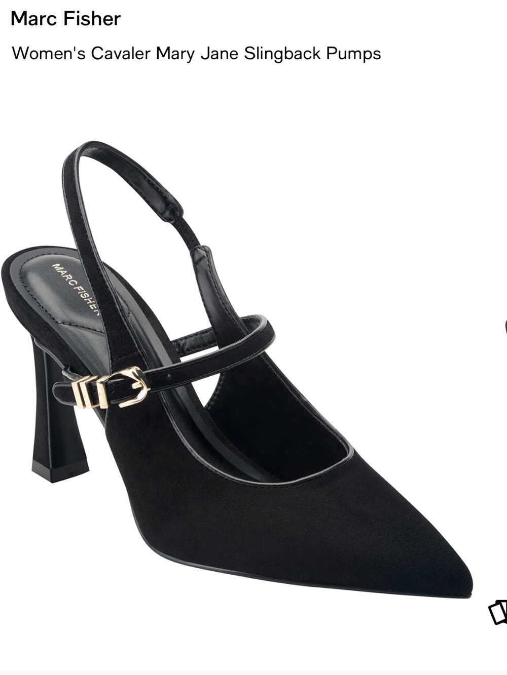 Marc Fisher Cavaler Mary Jane Slingback Pumps Black 7.5 NWT